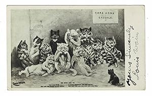 "THE SEVEN AGES - VII": An ORIGINAL PICTORIAL CAT POSTCARD INSCRIBED & SIGNED in ink by LOUIS WAI...