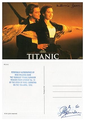 Millvena Dean Titanic Ship Survivor Official Film Hand Signed Postcard
