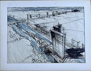 Elegant Project Drawings of a tower on an island