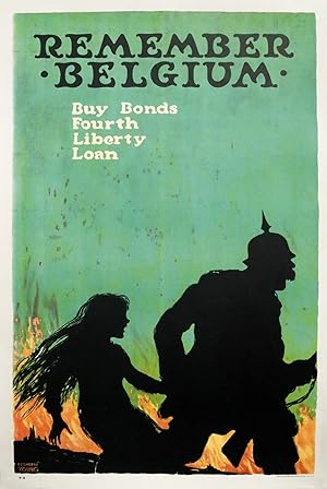 1918 Original U.S WWI Poster - Remember Belgium - Ellsworth Young