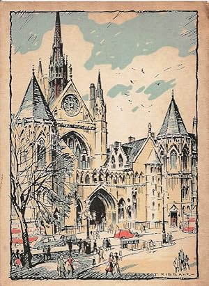 London. Royal Courts of Justice. Artist: Albert Ribbans. A Panorama View Card,