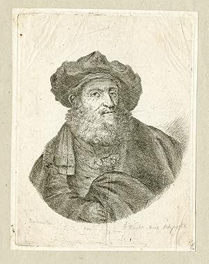 Antique Master Print-PORTRAIT-BEARDED-MAN-Wright-Rembrandt-1765