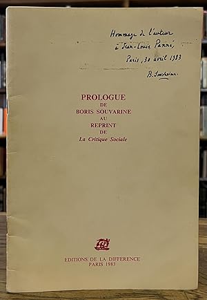 La Critique Sociale _ Revue des idees et des livres _ Prologue