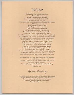 What's Dead (Signed Broadside)