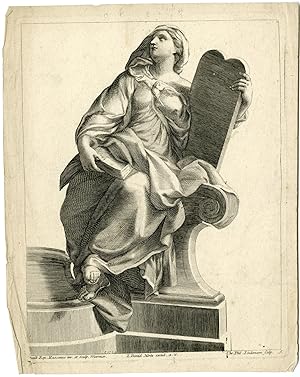 Antique Master Print-JUSTICE-JUSTITIA-SCULPTURE-VIRTUE-Lindemann-Rusconi-1725