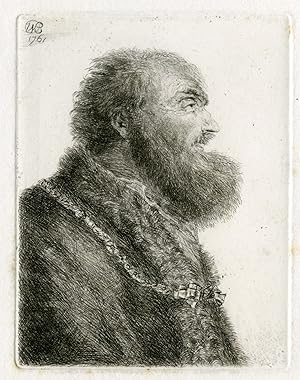 Antique Master Print-BEARDED-MAN-REMBRANDT-Baillie-Rembrandt-c.1800