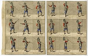 2-Antique Prints-MILITARY-EXERCISES-PIKE-PIKEMAN-Grose-1812