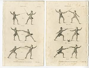 2-Antique Prints-FENCING-TECHNIQUES-Shury-1827