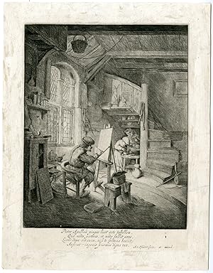 Antique Master Print-PAINTER-STUDIO-van Ostade-1647