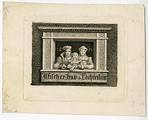 Rare-Antique Master Print-FISCHER-ARTIST-DAUGHTER-WIFE-Fischer-1819