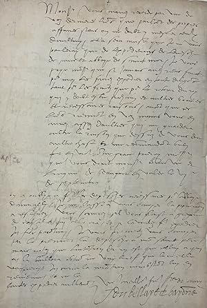 Autograph Letter Signed. Beaufort-en-Vallée, September 6 [1532]. Addressed to the Bishop of Auxer...