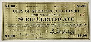 City of Sterling, Colorado - $1.00 Scrip Certificate
