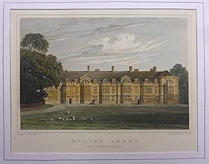 Milton Abbey, Northamptonshire - Engraving from ' Views of the Seats of the Noblemen & Gentlemen ...