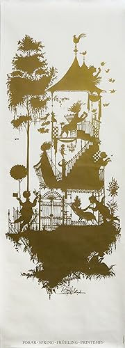1960s Danish Poster, Four Seasons by Bjorn Wiindblad, Spring (Gold)