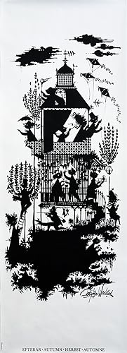 1960s Danish Poster, Four Seasons by Bjorn Wiindblad, Autumn (Black)
