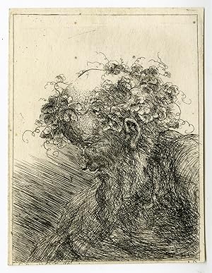 Antique Master Print-PORTRAIT-MAN-FLORAL-CROWN-SIDE-VIEW-Hagedorn-1744