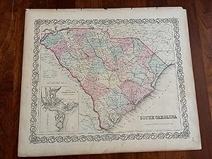 1855 Map of South Carolina with inset Plan of Charleston, Vicinity & Harbor