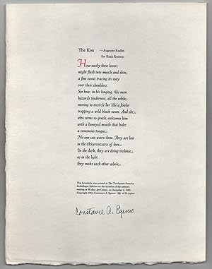 The Kiss - Auguste Rodin for Ruth Roston (Signed Broadside)