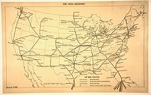 1932 ORIGINAL MAP: AIR MAIL ROUTES U.S. POST OFFICE / LINEN-BACKED / RARE/ BONUS COVER