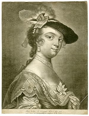 Antique Master Print-PORTRAIT-OF-UNKNOWN-WOMAN-Purcell-vd Mijn-18th.c.