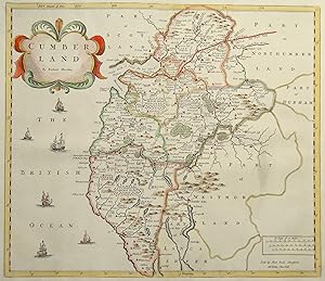 Antique Map CUMBERLAND, CUMBRIA, Lake District R.Morden original vintage 1722