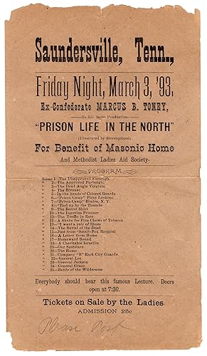 Saundersville, Tenn., Friday Night, March 3, '93, Ex-Confederate Marcus B. Toney, in His Latest P...