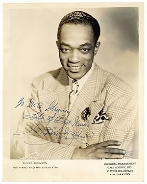 [Inscribed Vintage Promotional Photograph]: Buddy Johnson His Piano and His Orchestra