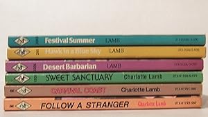 Lot of 6 Charlotte Lamb Harlequin Romance novels with red edges