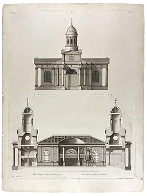 Elevation of one End of the Church at Mistley [and] Section through the Church from West to East
