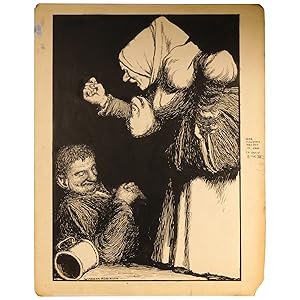 Original Illustration of "Her scolding was but in vain" from The Works of Mr. Francis Rabelais