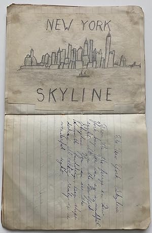 1944 CHILD'S SCHOOL NOTEBOOK of ART DRAWINGS - NYC