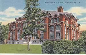 Burlington High School circa 1930 Burlington, VT Linen Postcard