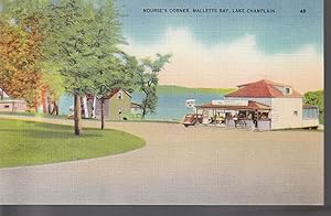 Nourse's Corner Mallets Bay, Lake Champlain circa 1940 Linen Postcard