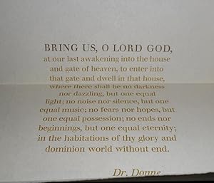 Rampant Lions Press - Printing of "A Prayer of Dr. Donne" for John Fuggles, All Soul's Day 1995, ...