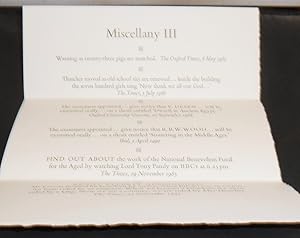 Rampant Lions Press - Printing of "Miscellany III" for John Fuggles for the Feast of S. Hilda, Ab...