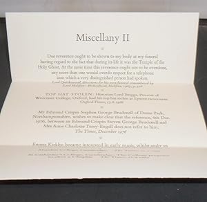 Rampant Lions Press - Printing of "Miscellany II" for John Fuggles for the Feast of Margaret, Que...