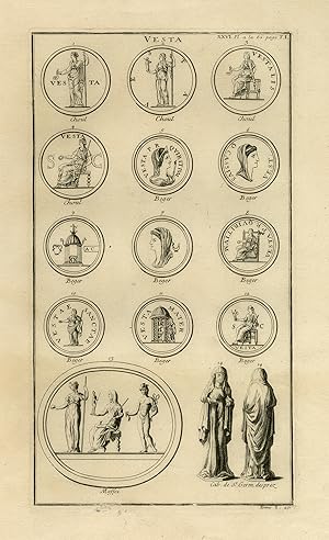Antique Print-Depictions of objects connected to goddess Vesta-Anonymous-1722