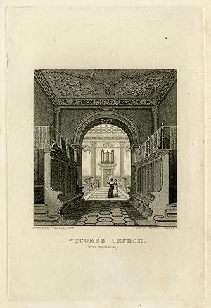 Antique Print-Architecture-View of the interior of Wycombe church-Storer-1823