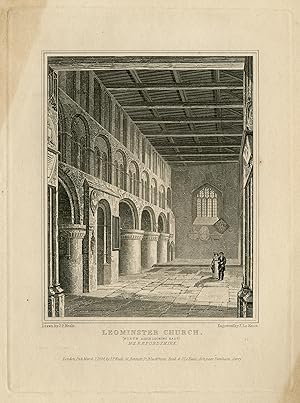 Antique Print-Architecture-View of Leominster church in England-Neale-Keux-1824