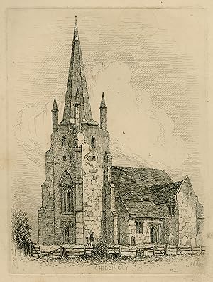 Antique Print-Architecture-View of the church of Chiddingly-England-Nibbs-1851