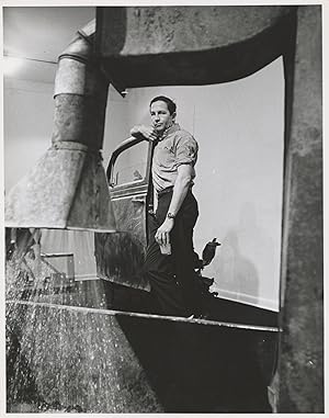 Original oversize photograph of Robert Rauschenberg in his studio, circa 1964