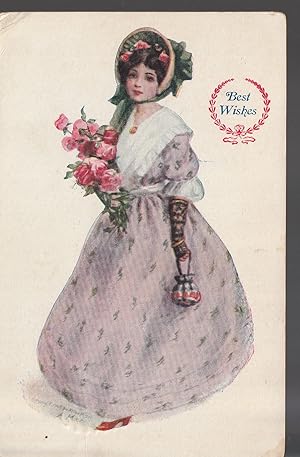 Best Wishes Doll Postcard 1909