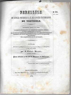 Parallèle du cancer squirrheux et du cancer encéphaloïde du testicule.