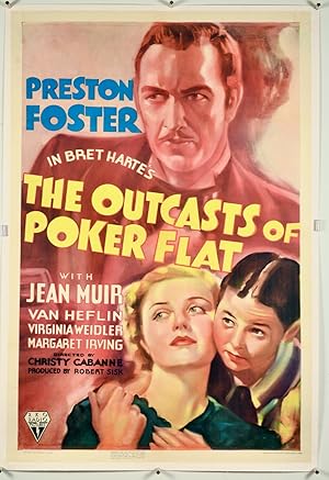 1937 ORIGINAL POSTER "THE OUTCASTS OF POKER FLAT" / LINENBACKED /1-SHEET