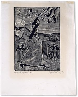 Original Wood Engraving: "Peter Ring Dem Bells," 1941