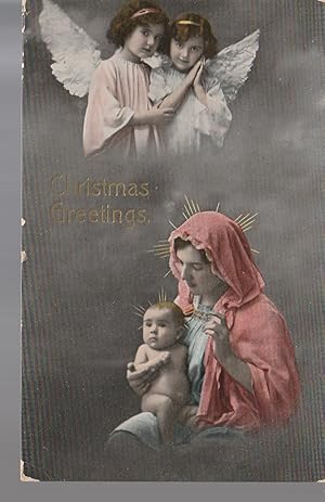 Christmas Greeting Postcard 1915 Angels Mary & Christ Child 1¢ Washington