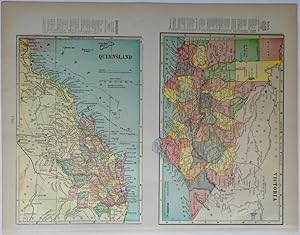 Queensland and Victoria in Australia ,1902 Color Map
