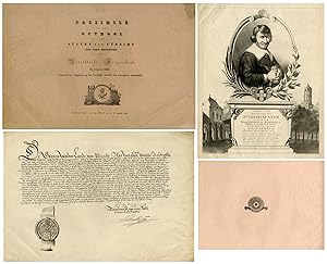 2 Rare Antique Prints-Founding charter-Utrecht University-Straaten-Eymaal-1836