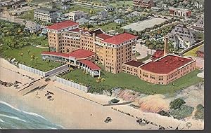 Clarendon Hotel Aerial View Daytona Beach FL 1938 1¢ Franklin Linen Postcard