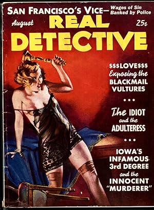 REAL DETECTIVE Aug 1937-Spicy lingerie cover-Rare Detective magazine